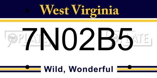 7N02B5 West Virginia License Plate