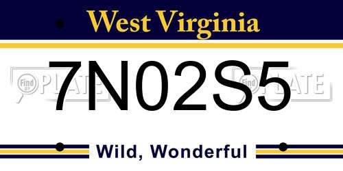 7N02S5 West Virginia License Plate