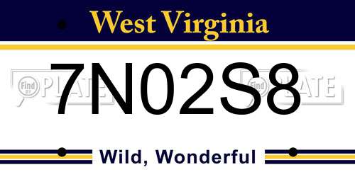 7N02S8 West Virginia License Plate