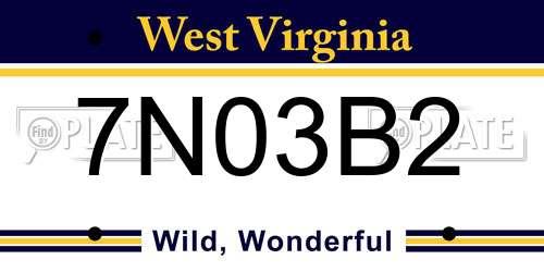 7N03B2 West Virginia License Plate