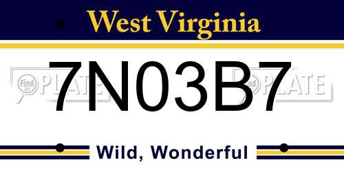 7N03B7 West Virginia License Plate