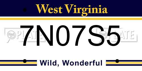 7N07S5 West Virginia License Plate