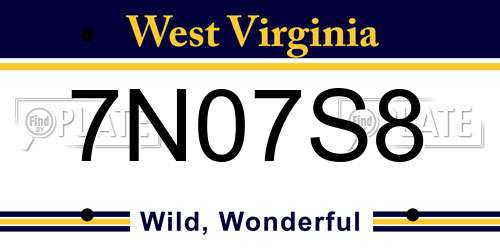 7N07S8 West Virginia License Plate