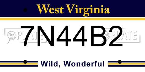 7N44B2 West Virginia License Plate