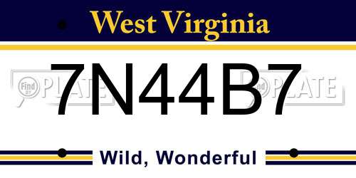7N44B7 West Virginia License Plate
