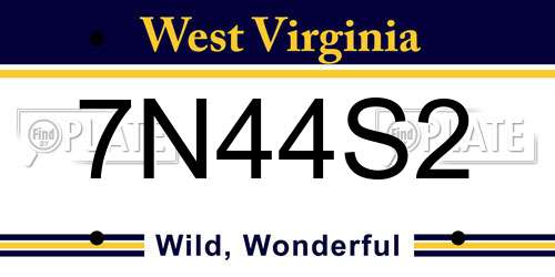 7N44S2 West Virginia License Plate