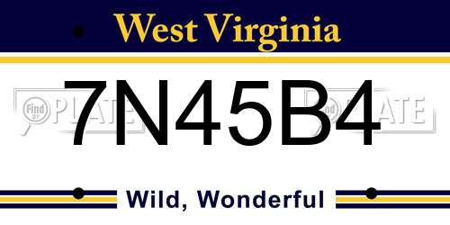 7N45B4 West Virginia License Plate