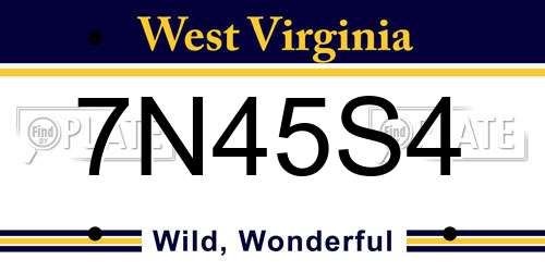 7N45S4 West Virginia License Plate