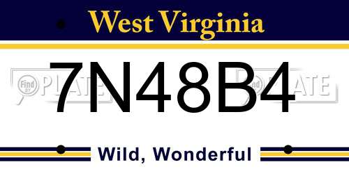 7N48B4 West Virginia License Plate
