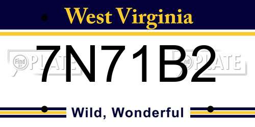 7N71B2 West Virginia License Plate