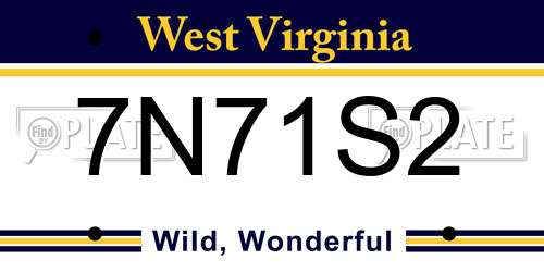7N71S2 West Virginia License Plate