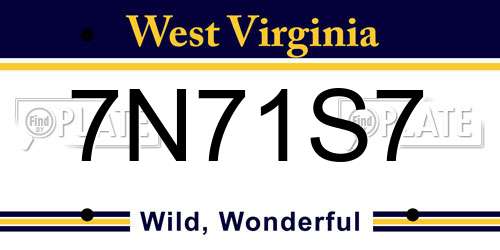 7N71S7 West Virginia License Plate