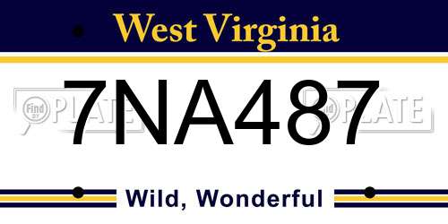 7NA487 West Virginia License Plate