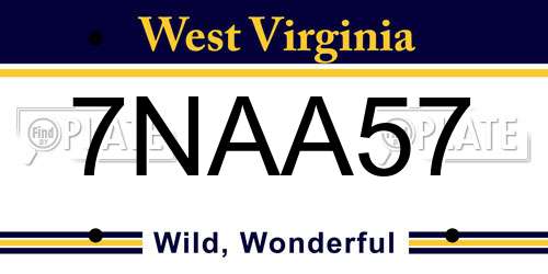 7NAA57 West Virginia License Plate