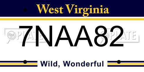 7NAA82 West Virginia License Plate