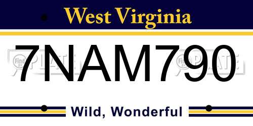 7NAM790 West Virginia License Plate