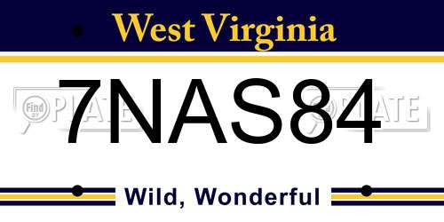7NAS84 West Virginia License Plate