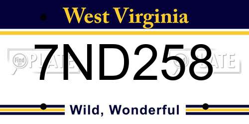 7ND258 West Virginia License Plate