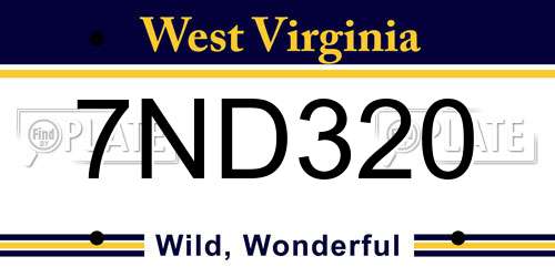 7ND320 West Virginia License Plate