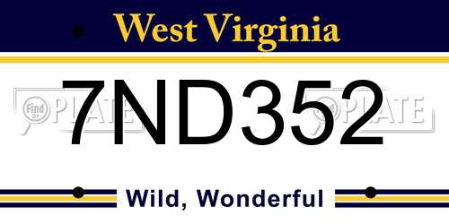 7ND352 West Virginia License Plate