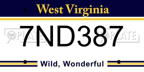 7ND387 West Virginia License Plate