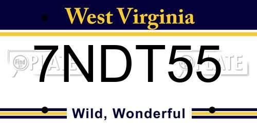 7NDT55 West Virginia License Plate