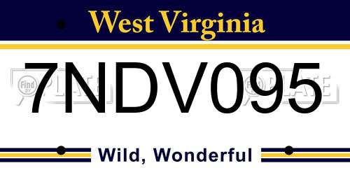 7NDV095 West Virginia License Plate