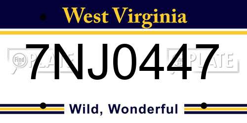 7NJ0447 West Virginia License Plate