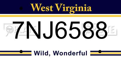7NJ6588 West Virginia License Plate