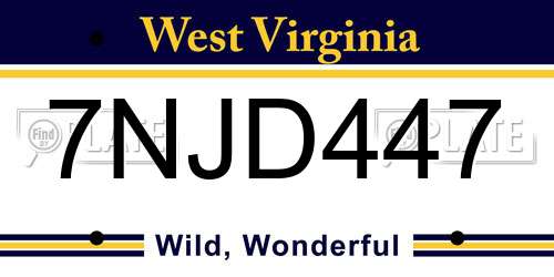 7NJD447 West Virginia License Plate
