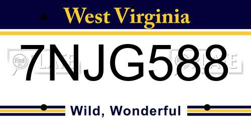 7NJG588 West Virginia License Plate