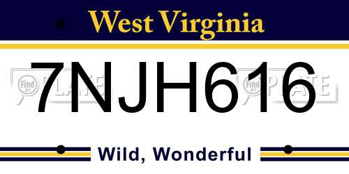 7NJH616 West Virginia License Plate