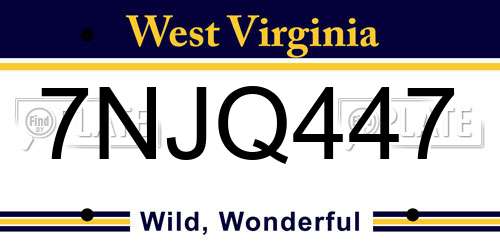 7NJQ447 West Virginia License Plate