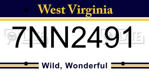 7NN2491 West Virginia License Plate