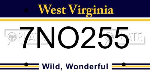 7NO255 West Virginia License Plate