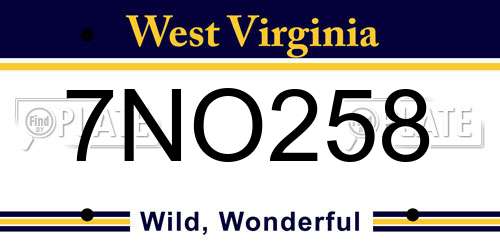 7NO258 West Virginia License Plate