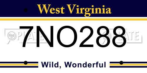 7NO288 West Virginia License Plate