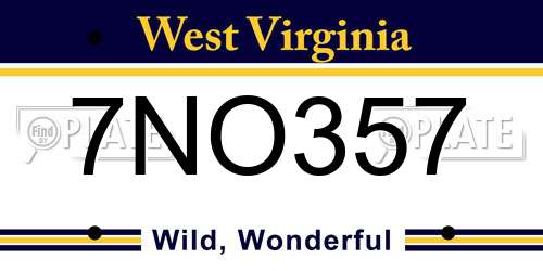 7NO357 West Virginia License Plate