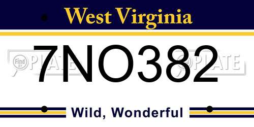 7NO382 West Virginia License Plate