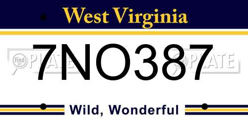 7NO387 West Virginia License Plate