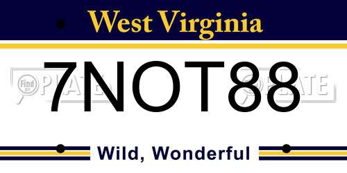7NOT88 West Virginia License Plate