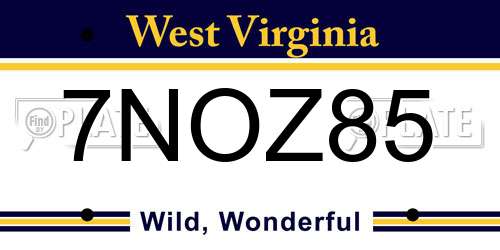 7NOZ85 West Virginia License Plate