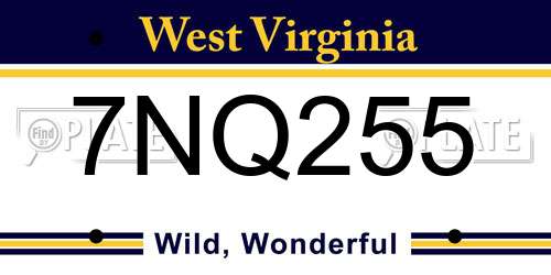 7NQ255 West Virginia License Plate