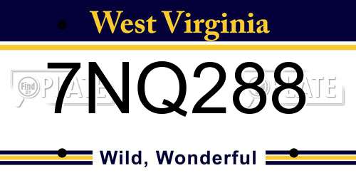 7NQ288 West Virginia License Plate