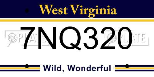 7NQ320 West Virginia License Plate