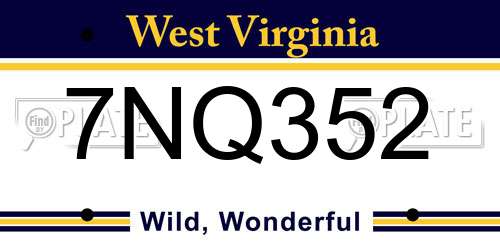7NQ352 West Virginia License Plate