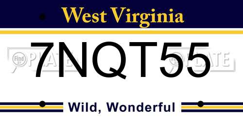 7NQT55 West Virginia License Plate
