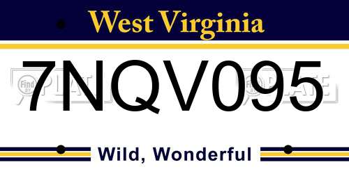 7NQV095 West Virginia License Plate