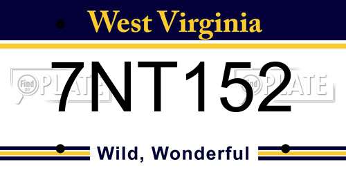 7NT152 West Virginia License Plate