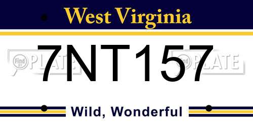 7NT157 West Virginia License Plate